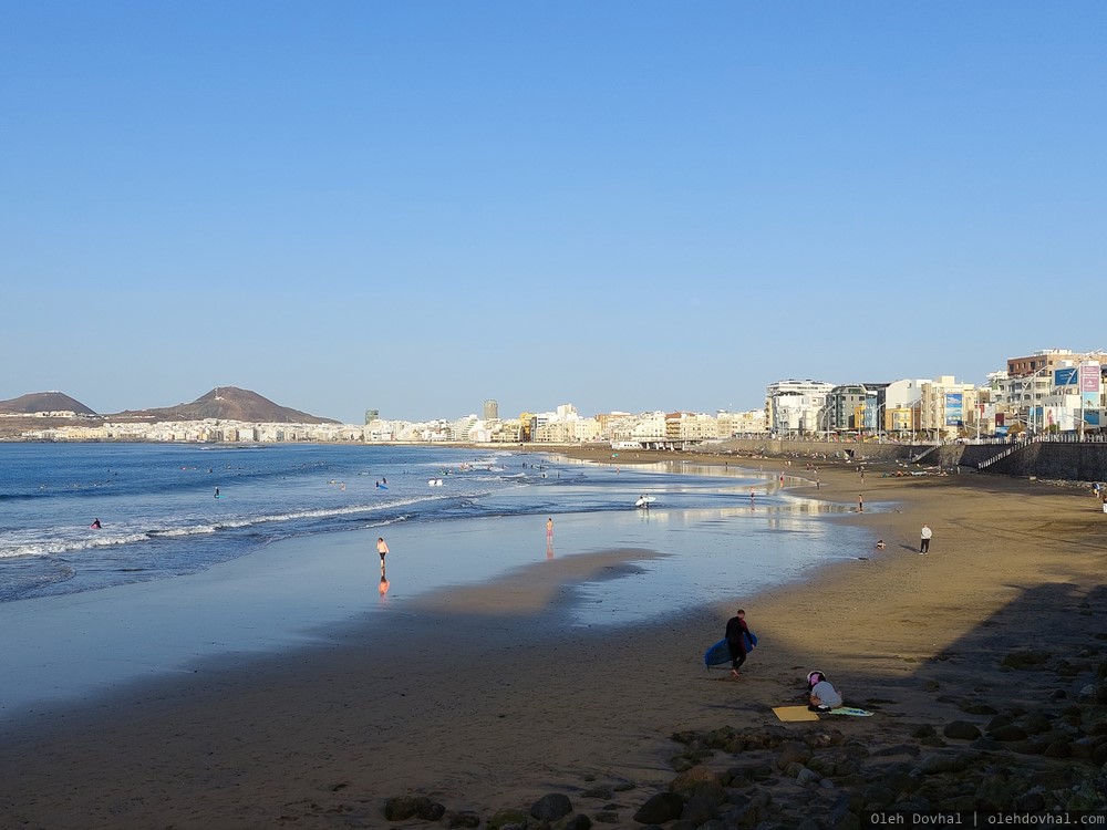 пляж Лас-Кантерас, la playa de Las Canteras, Лас-Пальмас-де-Гран-Канария